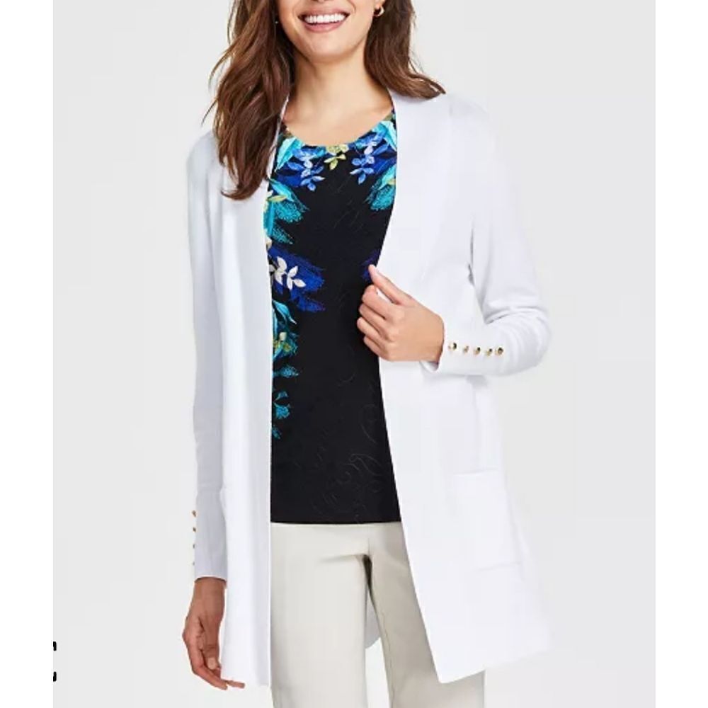 JM Collection Long White Cardigan Sweater